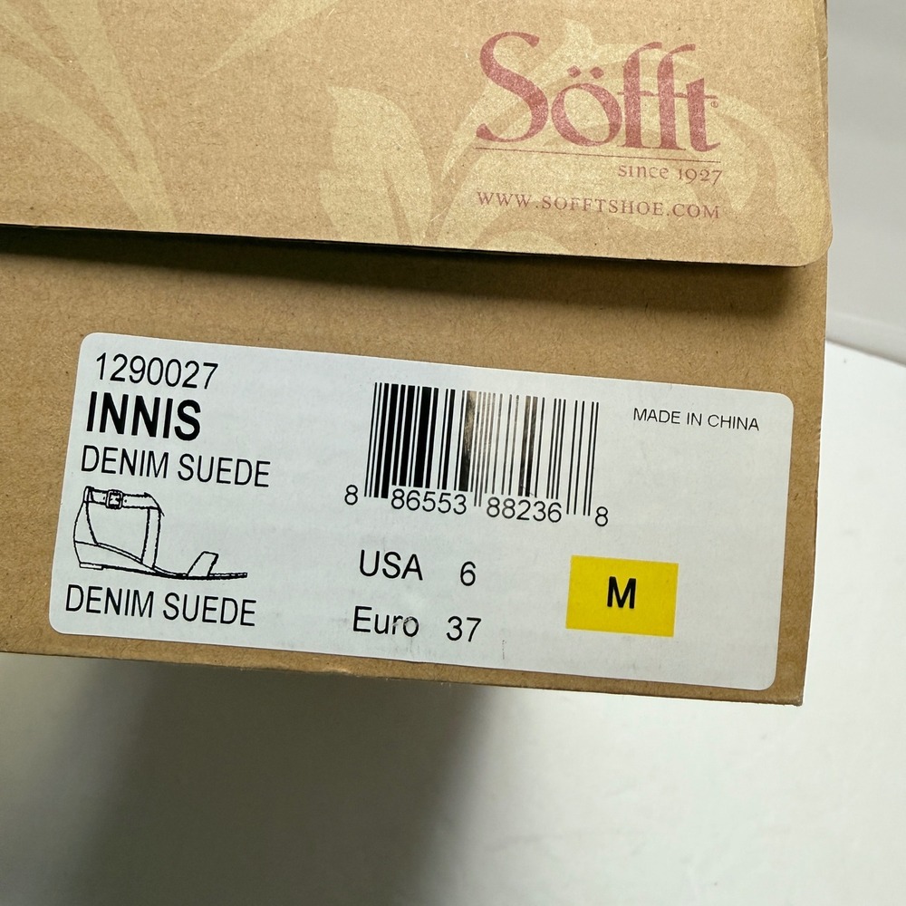 Sofft Innis Denim Blue‎ Suede Strappy Wedge Sandals 1290027 Womens US 6 EU 37 - Picture 5 of 10